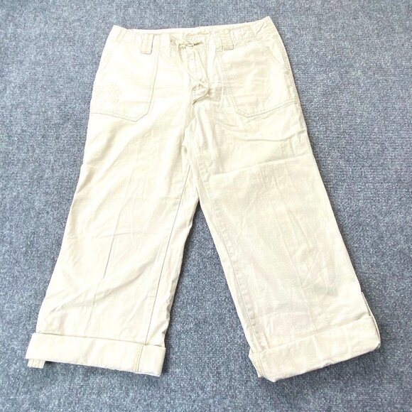 Eddie Bauer Pants - Eddie Bauer Pants‎ Women 12 Beige 32x30 Roll Tab Hiking Straight Y2K Floral Poc